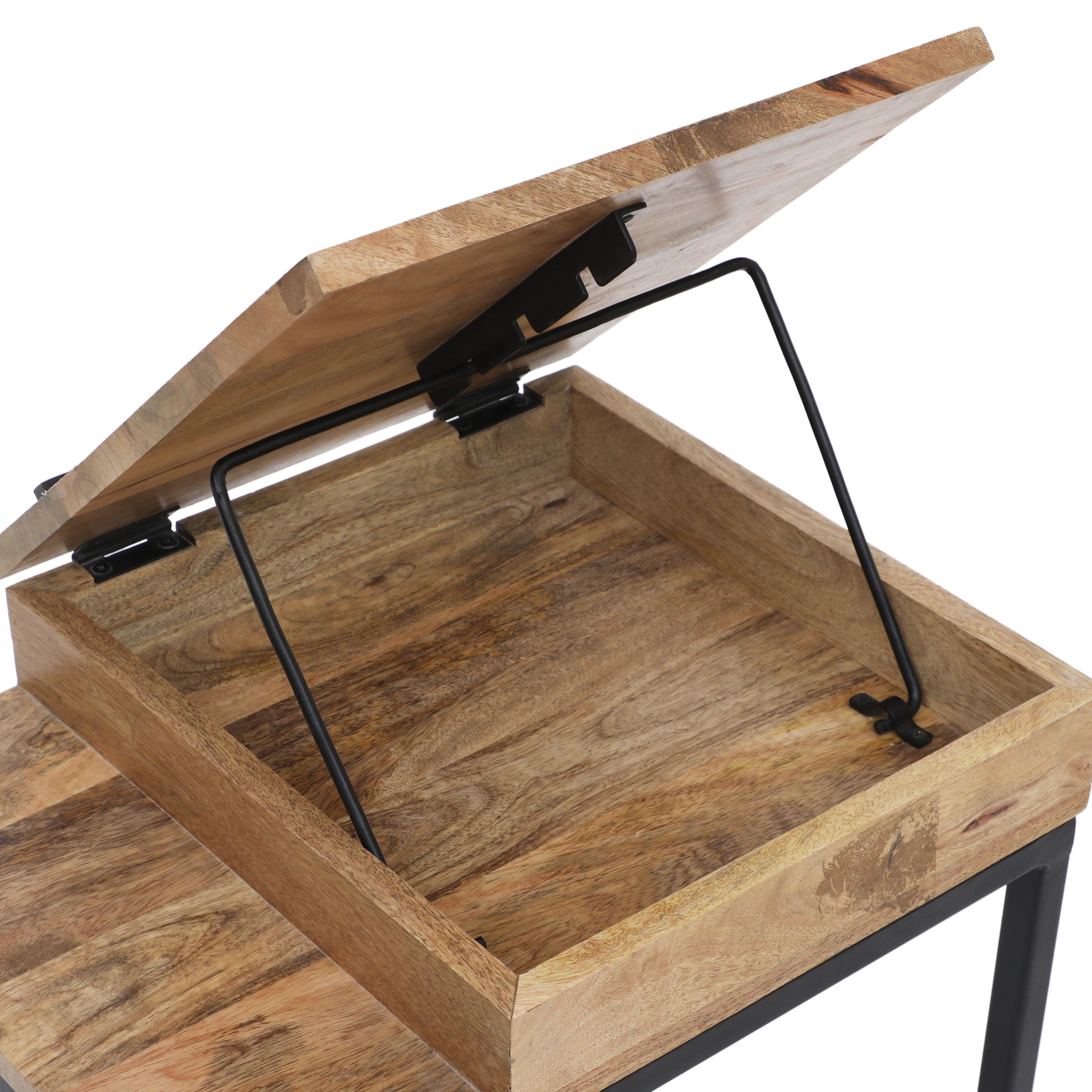 Rosita Industrial Mango Wood C-Shaped End Table