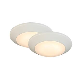 Commercial Electric 7 in. White LED Flush Mount (2-Pack) JVJ3011L-8WHT