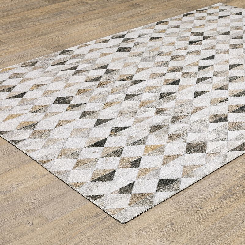 StyleHaven Markus Contemporary Diamonds Faux Hide Area Rug