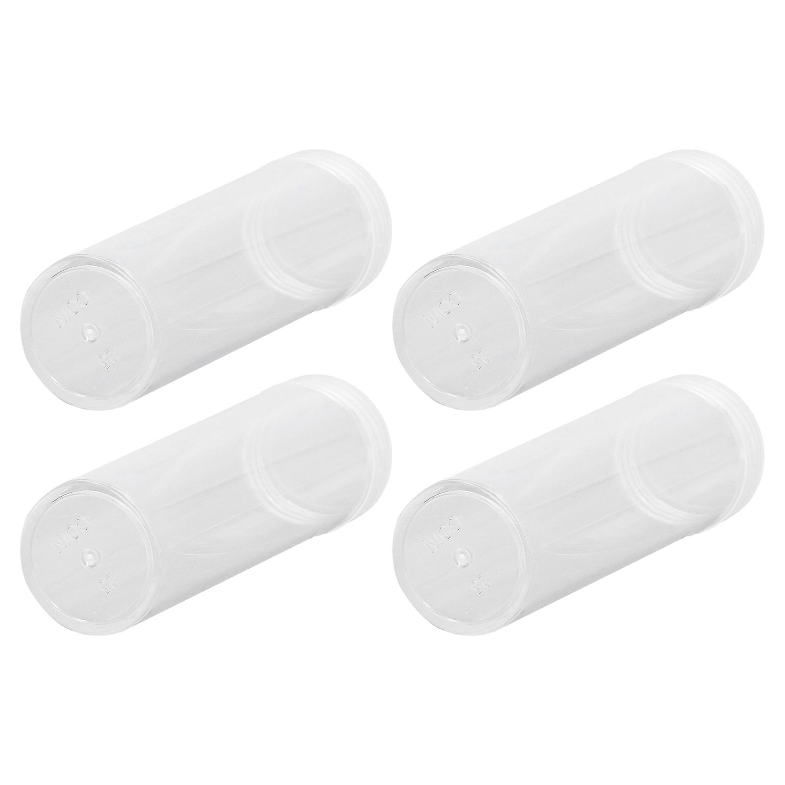 Round Clear Coin Tube Plastic Coin Storage Tubes With Cushion Sponge For 25mm / 0.98in Coins Collection