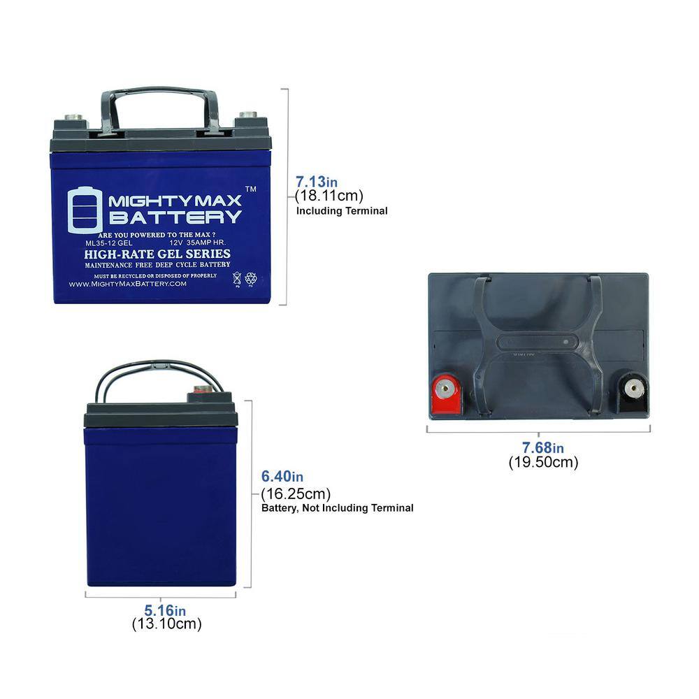 MIGHTY MAX BATTERY 12-Volt 35 Ah Rechargeable GEL Sealed Lead Acid (SLA) Battery ML35-12GEL