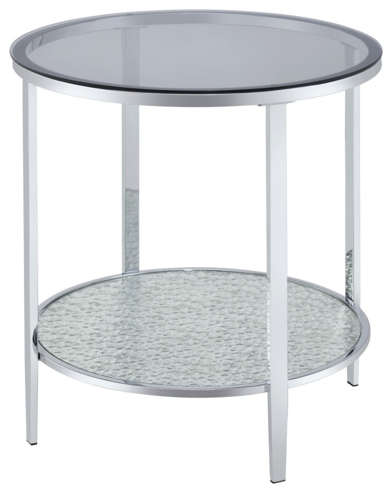 Frostine Round Chrome and Tempered Glass End Table   Contemporary   Side Tables And End Tables   by Steve Silver  Houzz