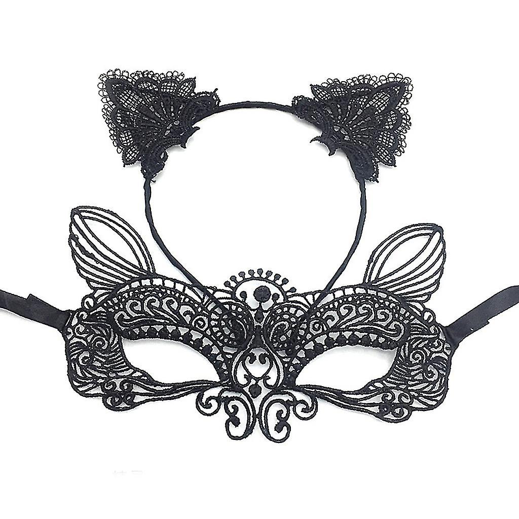 5pcs/set Cat Ears Headband Mask Necklace Gloves Sexy Cat Costume Set For Party