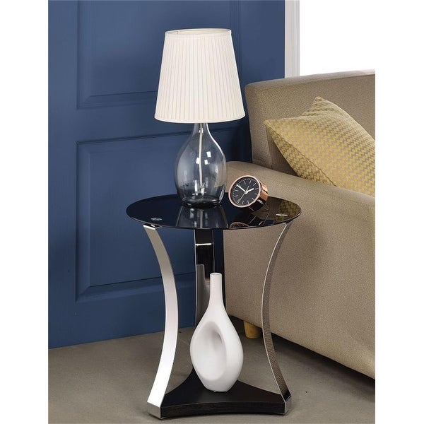 Modern Style Round End Table， Side Table With Bottom Storage Shelf