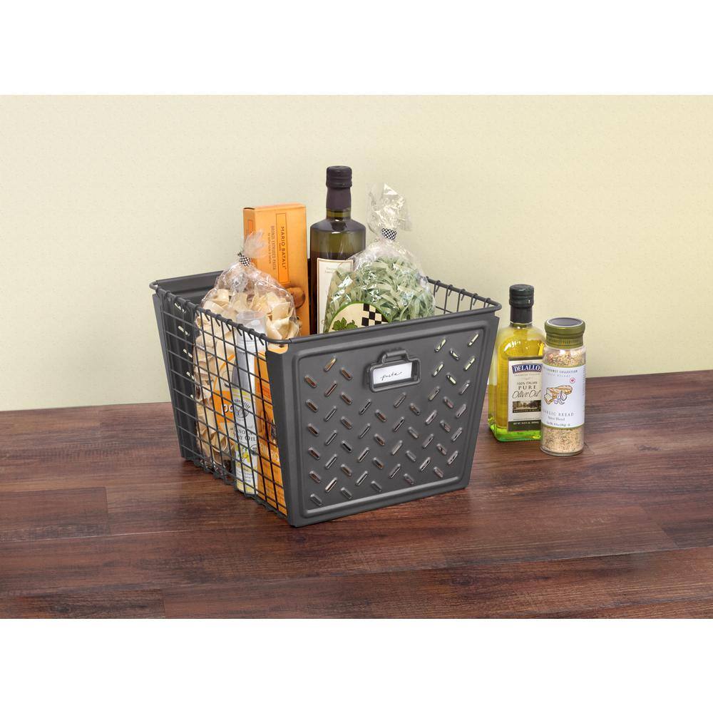 Spectrum 9 in. H x 12 in. W x 12.5 in. D Dark Gray Steel Cube Storage Bin 84076