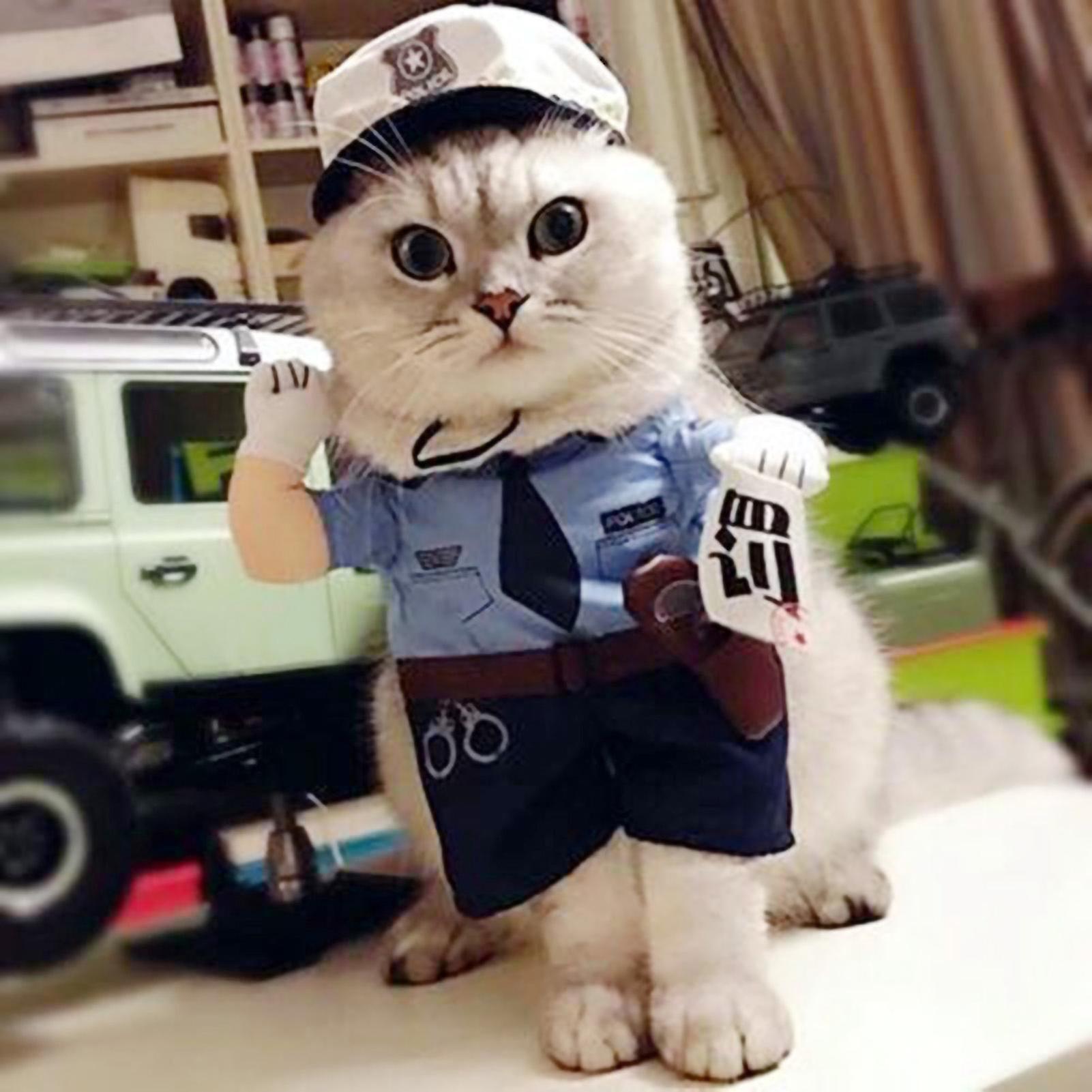 Polyester Cute Pet Halloween Clothes Penalty Police Upright Costume Dress Up for Cats Dogs(S)