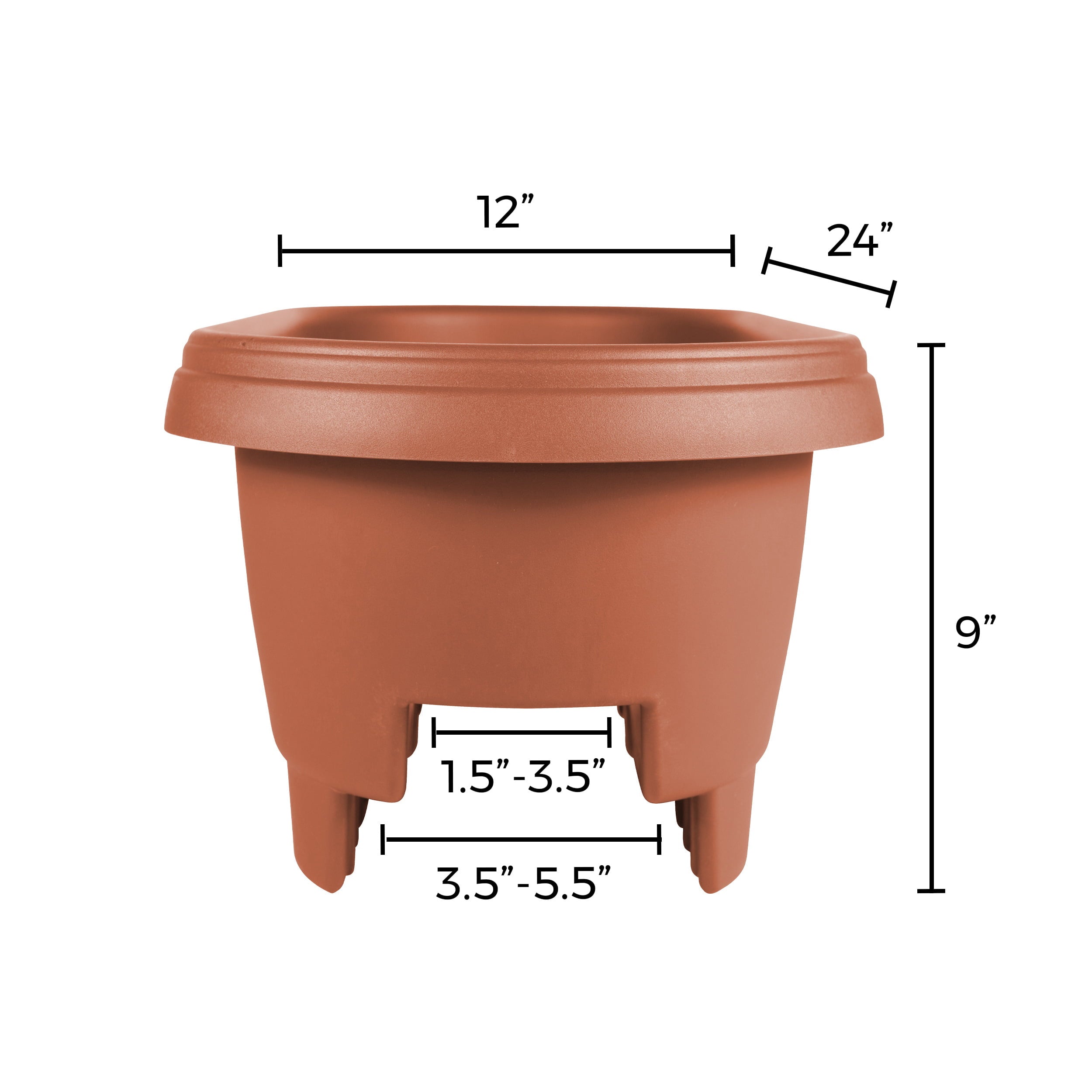 Bloem Deck Rail Planter Deck Rail Planter 24 x 9 Plastic Rectangle Terracotta