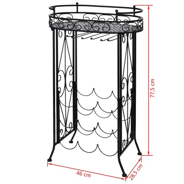 Wine Rack with Glass Holder for 9 Bottles Metal