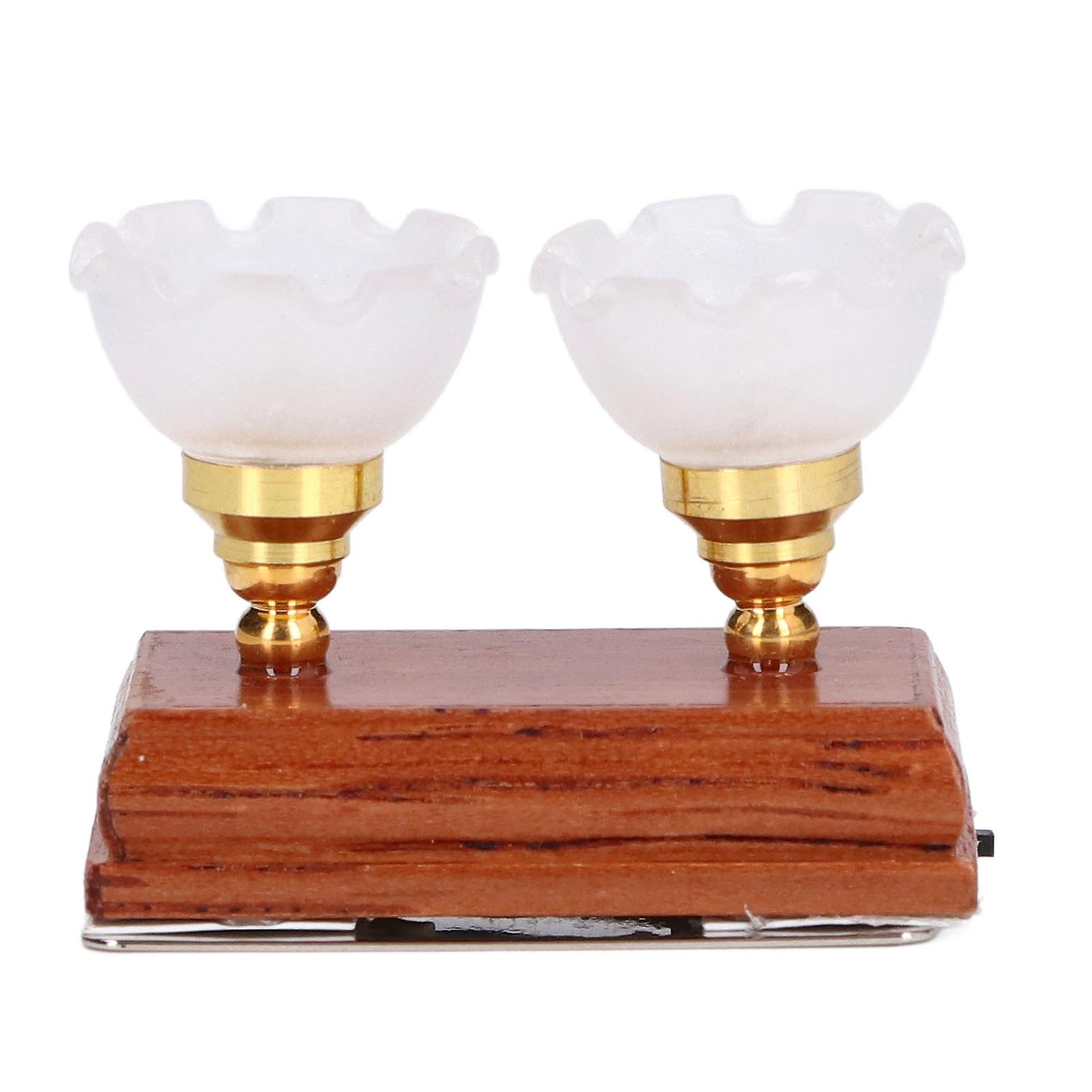 Dollhouse Ceiling Light 1/12 Scale Battery Powered Double Head Miniature Led Lamp