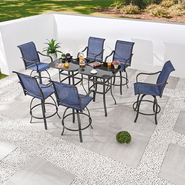 Patio Festival 6Person Outdoor Bar Height Swivel Bistro Dining Set