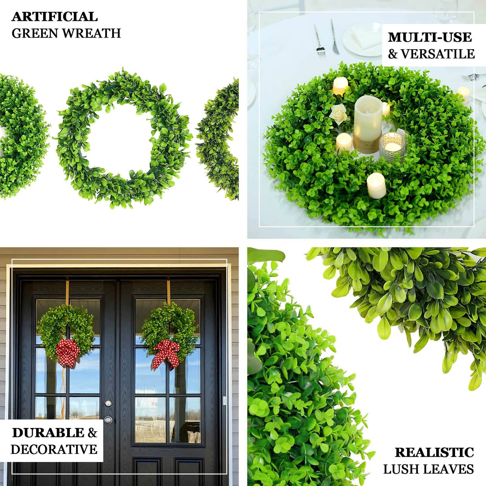 2 Pack Green Artificial Lifelike Jasmine Leaf Spring Wreaths 21