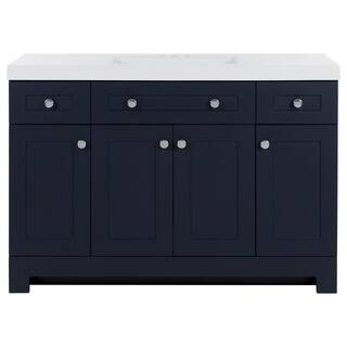 Glacier Bay Everdean 48.5 in. W x 18.75 in. D x 34.38 in. H Bath Vanity in Deep Blue with White Cultured Marble Top EV48P2-DB