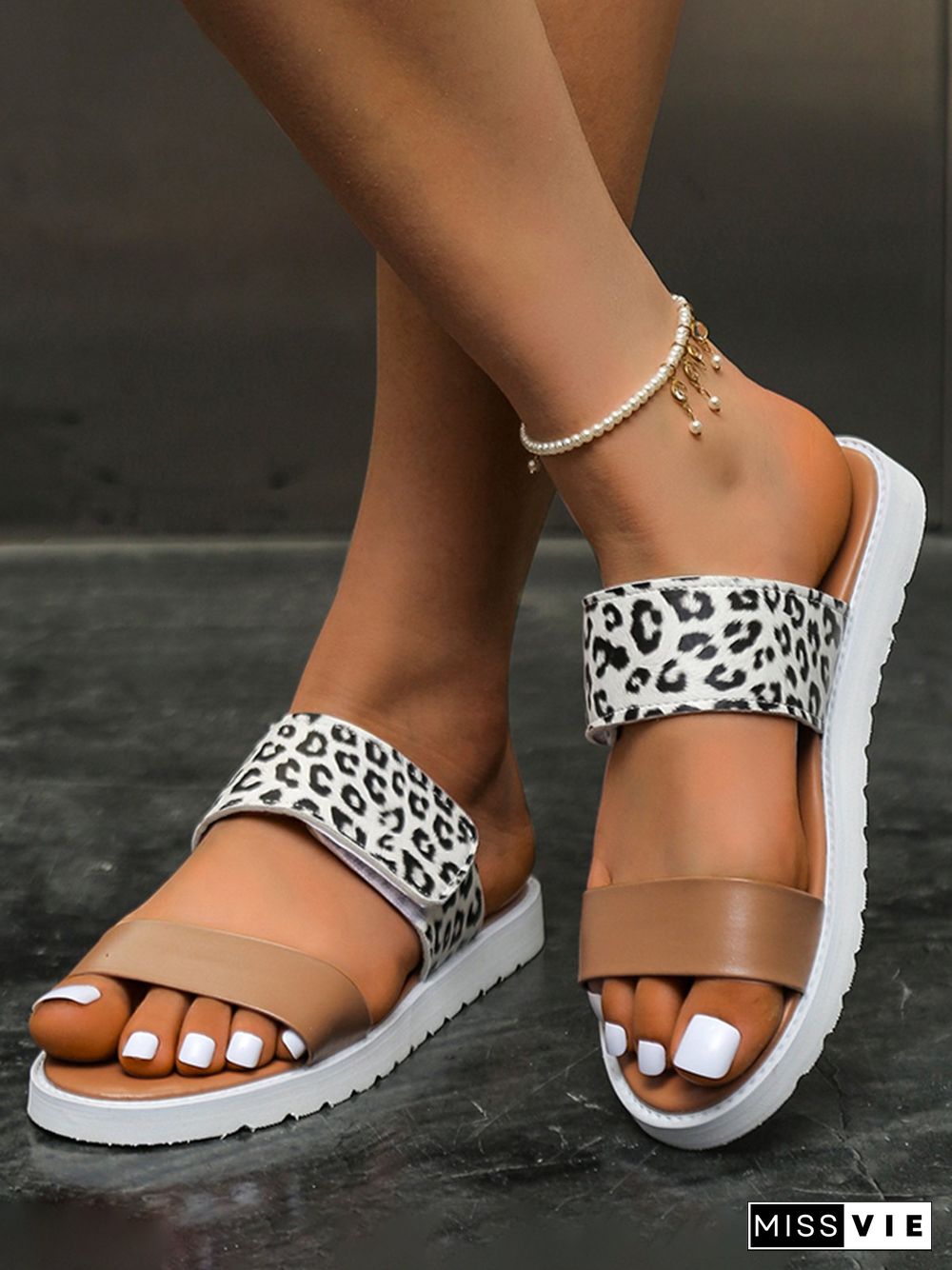 Leopard Print Snake Print Zebra Print Cow Print Strap Casual Slippers