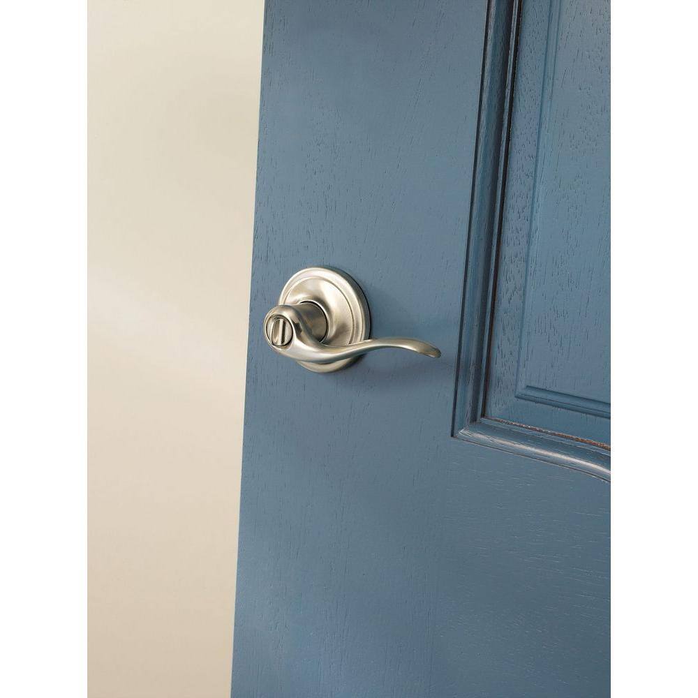 Kwikset Tustin Satin Nickel BedBath Door Lever with Microban Antimicrobial Technology 730TNL 15 CP