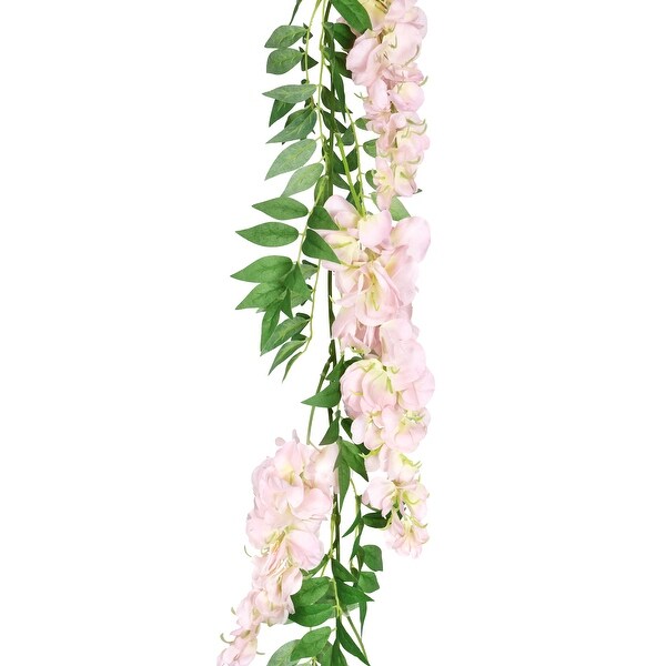 Set of 2 Blush Pink Artificial Wisteria Flower Garland Hanging Vine 6ft