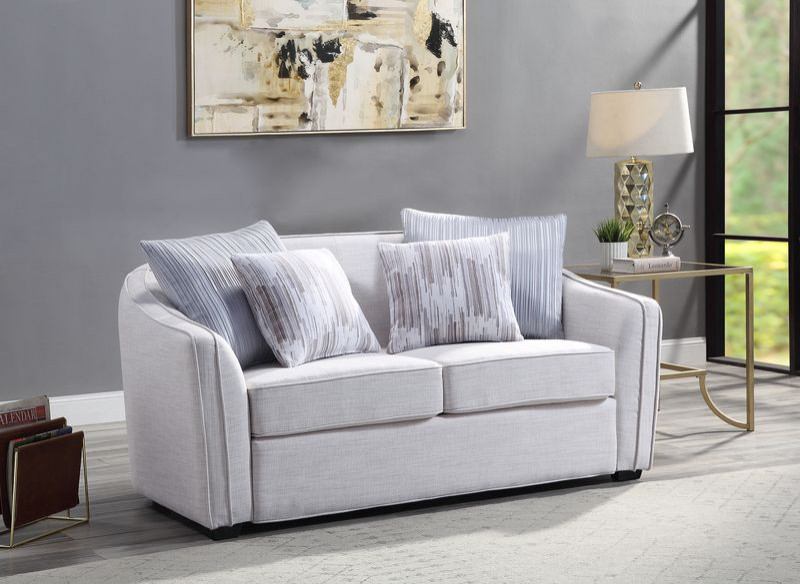 Acme Mahler II Loveseat With 4 Pillows Beige Linen   Transitional   Loveseats   by AMOC  Houzz