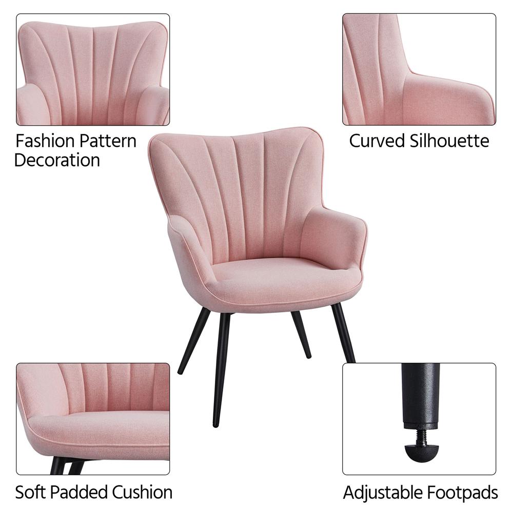 Easyfashion Upholstered Fabric Modern Accent Chair， Pink