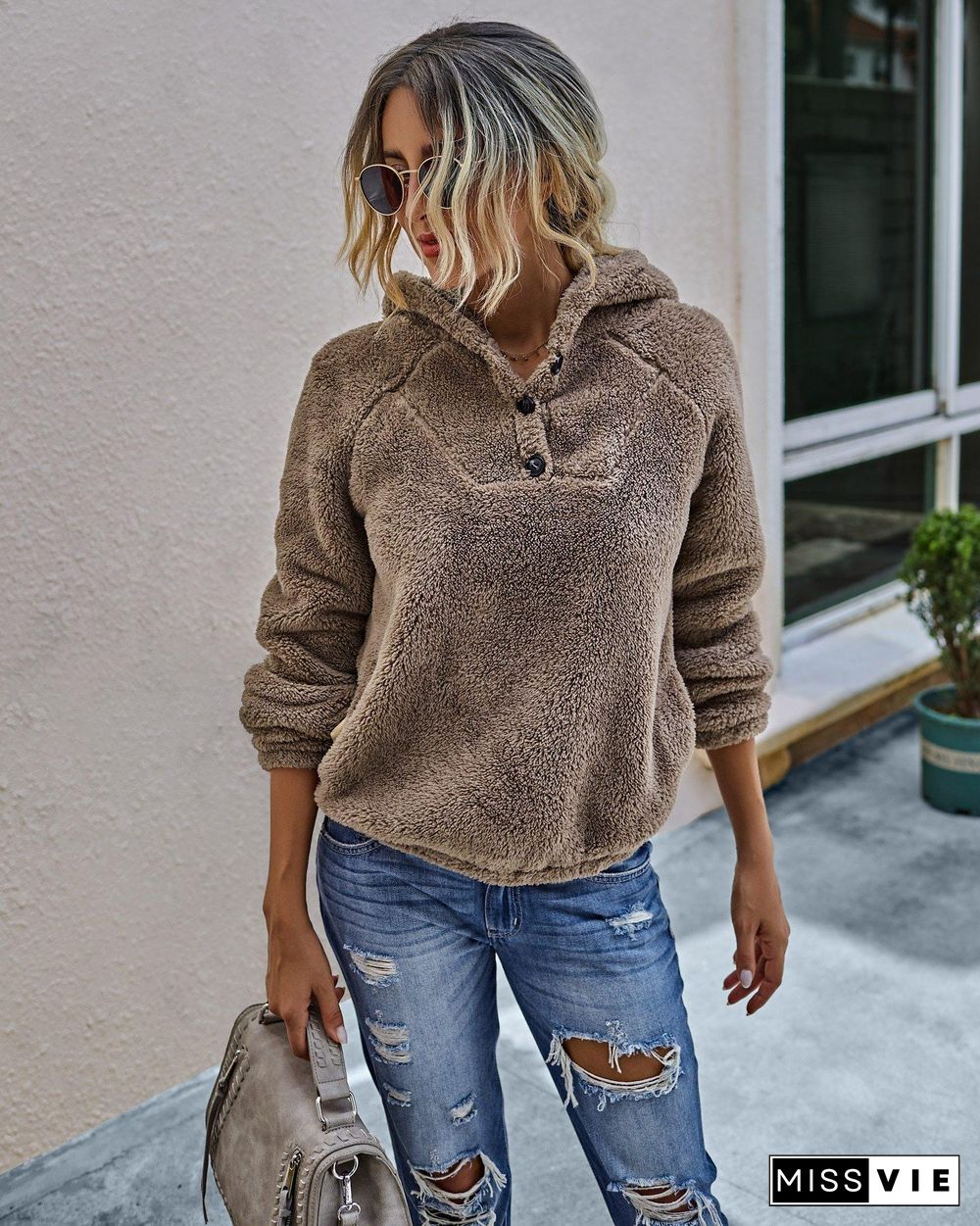 New Autumn Winter Hoodies Women Aesthetic Clothes Pure Color Hedging Plush Long Sleeve Streetwear Tops Fall Women Clothing