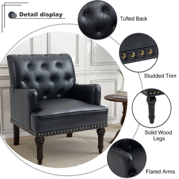 PU Leather Living Room Accent Chair with Tufted Back