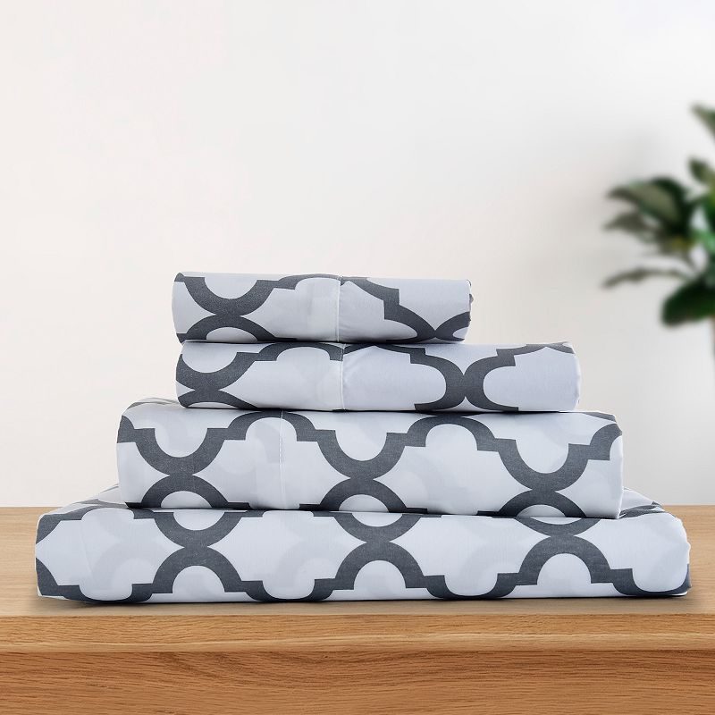 Microfiber Quatrefoil Bed Sheet Set - Lux Decor Collection