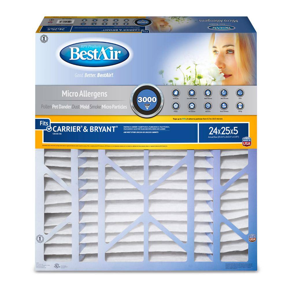 BestAir 24 x 25 x 5 CarrierBryant FPR 10 Air Cleaner Filter CB2425-13R