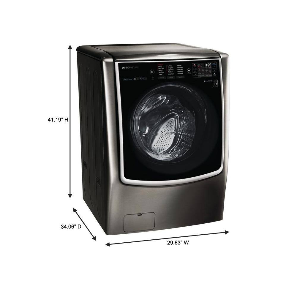 LG SIGNATURE 5.8 Cu. Ft. SMART Front Load Washer in Black Stainless Steel with TurboWash and Steam WM9500HKA