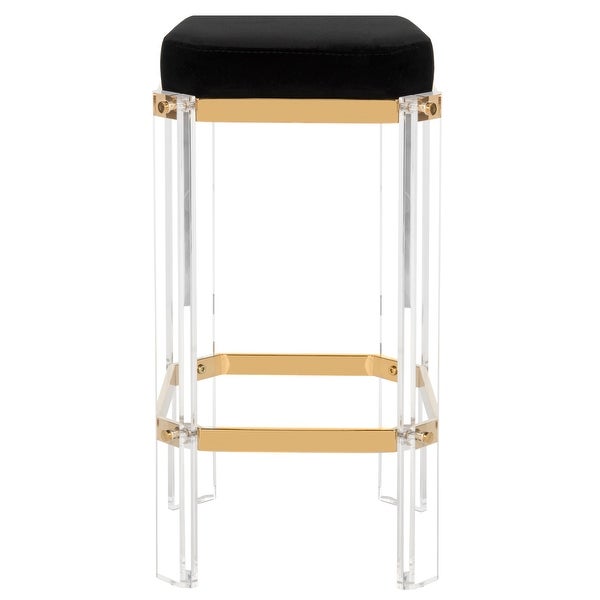 SAFAVIEH Couture Cicely Acrylic Bar Stool- Gold / Black - 12.5 in w x 12.5 in d x 27.25 in h