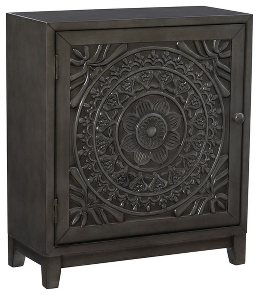 Linon Grace Wood Accent Cabinet in Dark Gray   Traditional   Accent Chests And Cabinets   by Homesquare  Houzz