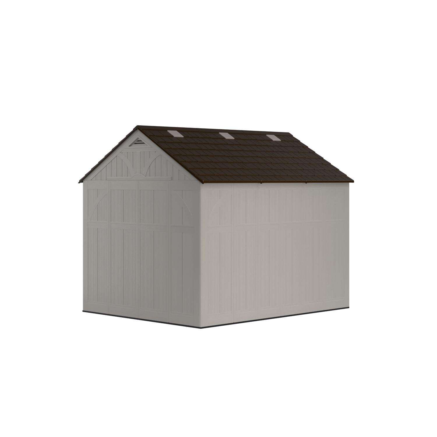 Suncast Tremont 8 ft. x 10 ft. Resin Vertical Peak Storage Shed with Floor Kit