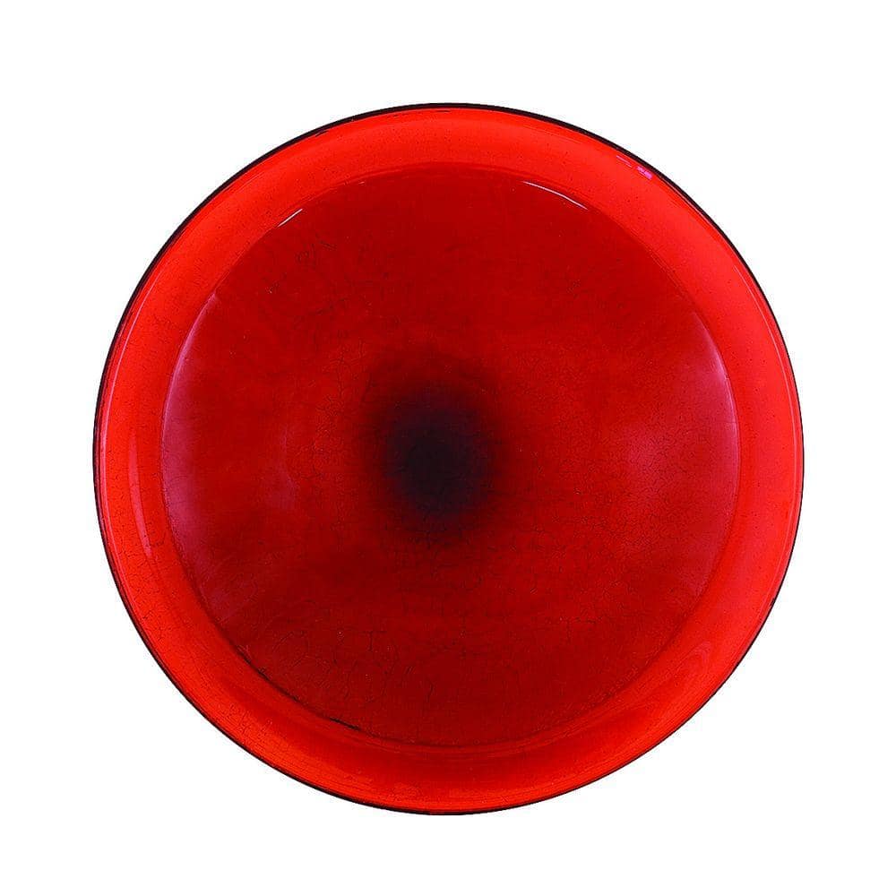 Achla Designs 12.5 in. Dia Red Reflective Crackle Glass Birdbath Bowl CGB-09R