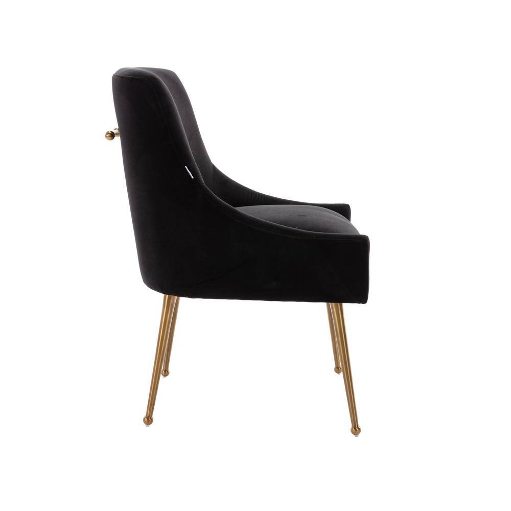 HOMEFUN Black Modern Velvet Upholstered Dining Chair with Metal Legs HFHDSN-120BK