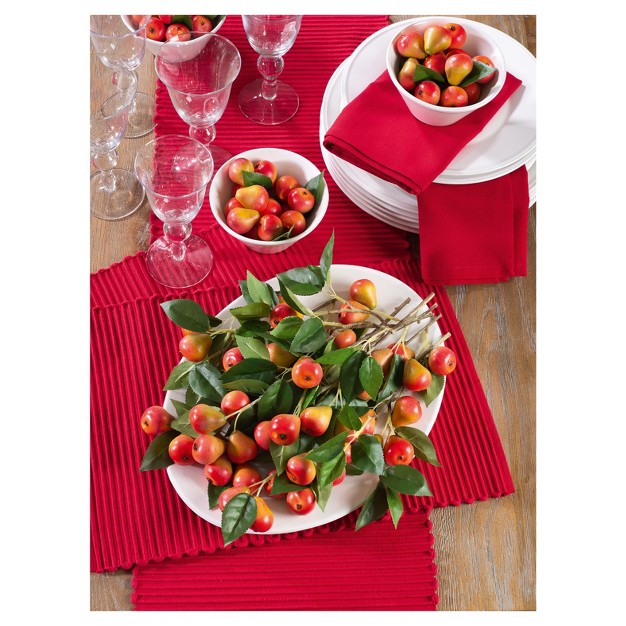 Classic Ribbed Table Runner Red Saro Lifestyle