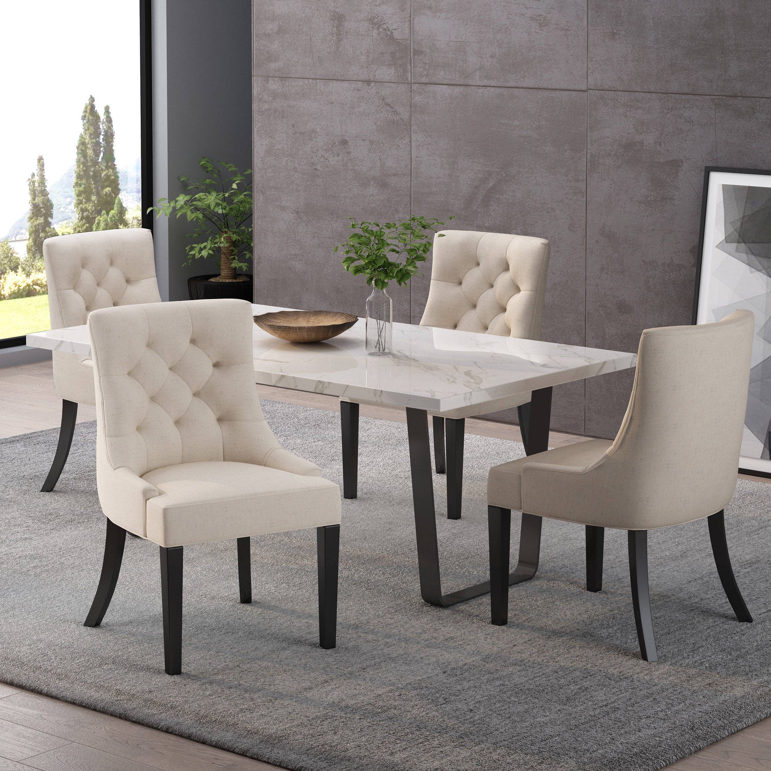 Stacy Hourglass Fabric Dining Chairs (Set of 4)