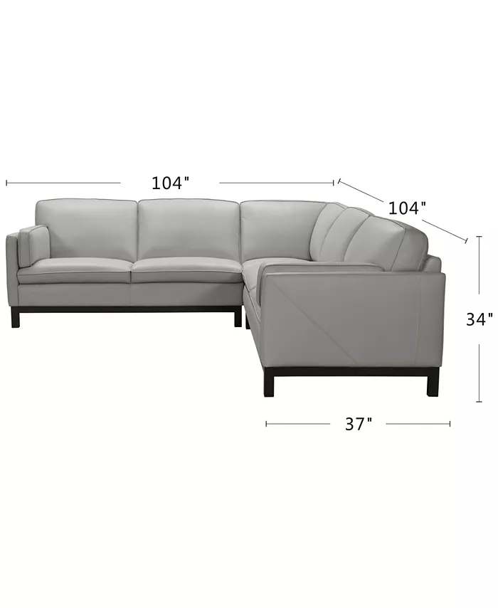 Furniture Virton 3-Pc. Leather L Sectional Sofa