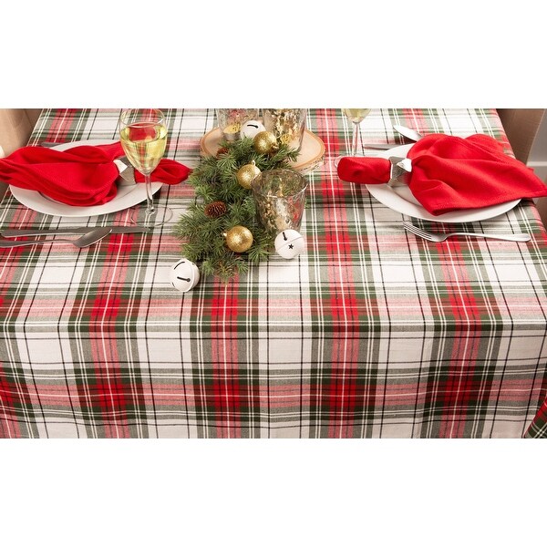 60 x 120 Red and Green Plaid Rectangular Cotton Christmas Table Cloth