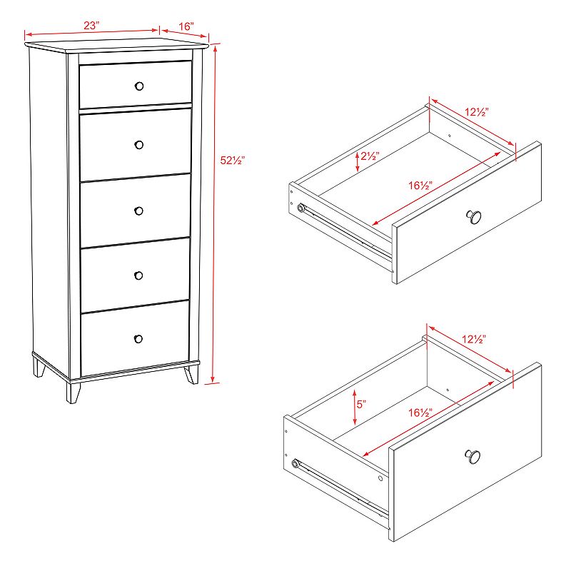 Prepac Yaletown 5-Drawer Tall Espresso Dresser