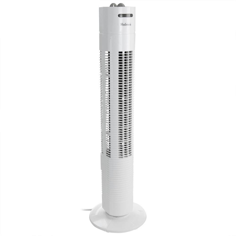 Holmes 31 in. Oscillating Tower Fan with 3 Speed Settings in White 985118517M