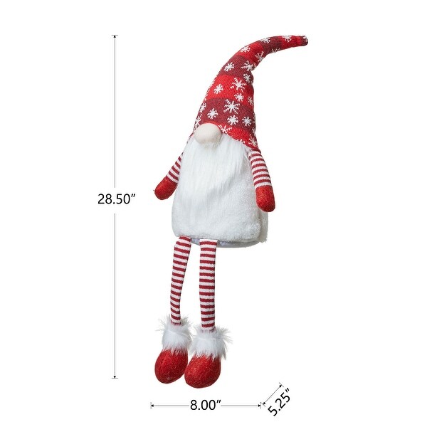 Glitzhome 28H Fabric Christmas Gnome Shelf Sitter with Dangling Legs