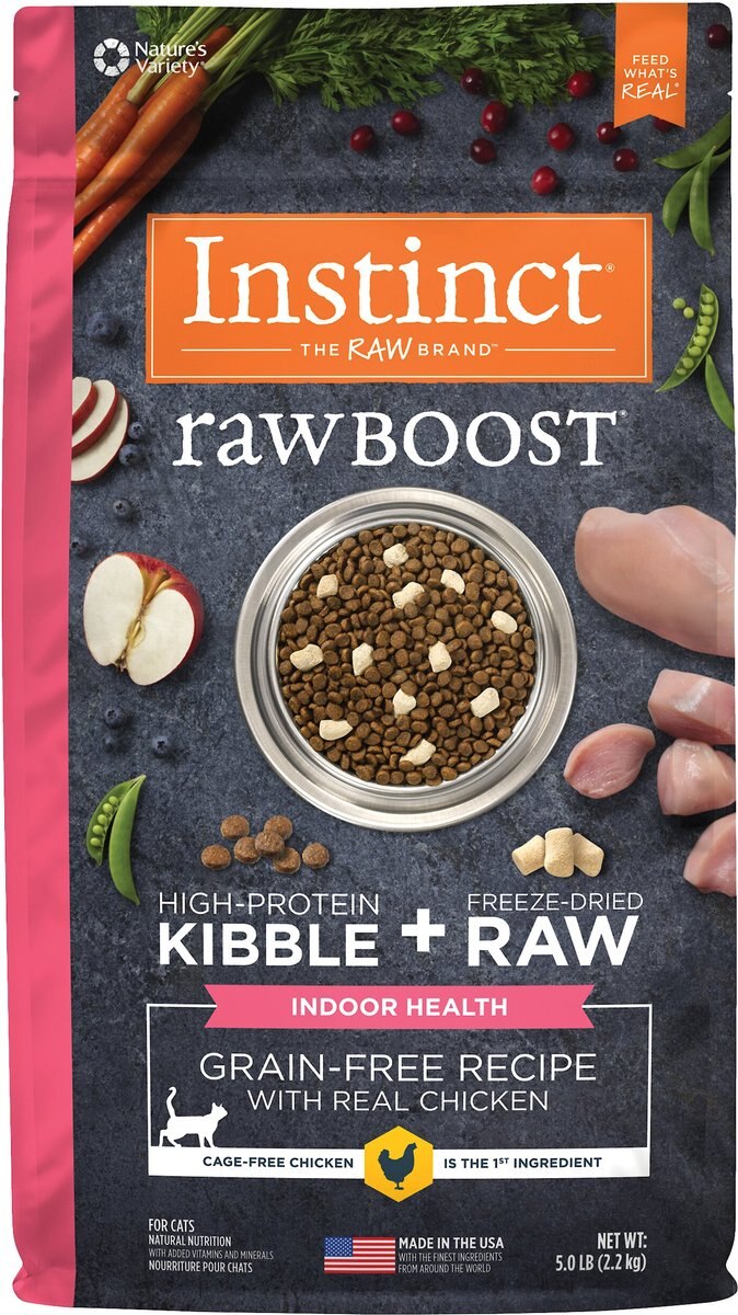 Instinct Raw Boost Indoor Grain-Free Recipe with Real Chicken and Freeze-Dried Raw Coated Pieces Dry Cat Food