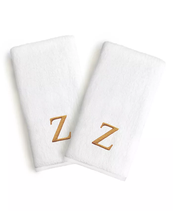 Linum Home Textiles Monogrammed Luxury 100% Turkish Cotton Novelty 2 Piece Hand Towels Collection