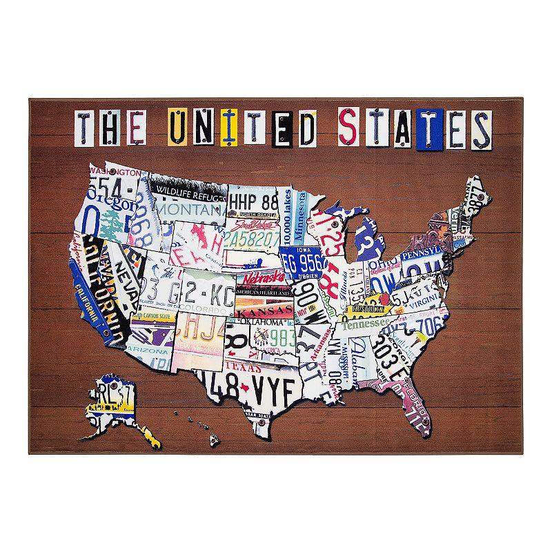 Floordecor USA United States License Plate Map Rug