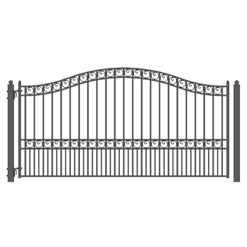 ALEKO Paris Style 14 ft. x 6 ft. Black Steel Single Swing Driveway Fence Gate DG14PARSSW-HD