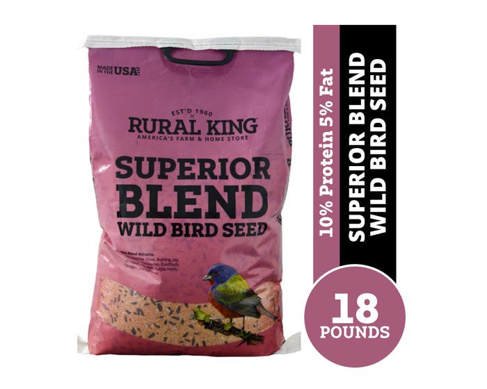 Rural King Superior Blend， Wild Bird Seed， 18 lb. Bag