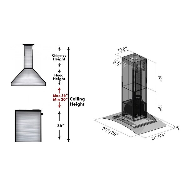 ZLINE Convertible Vent Island Mount Range Hood