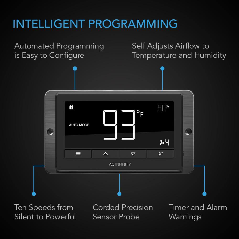 AC Infinity Airtitan T3 120 CFM Indoor Wall Mount Crawlspace Basement Ventilator Exhaust Fan Temperature and Dehumidistat Controller AC-ATT3