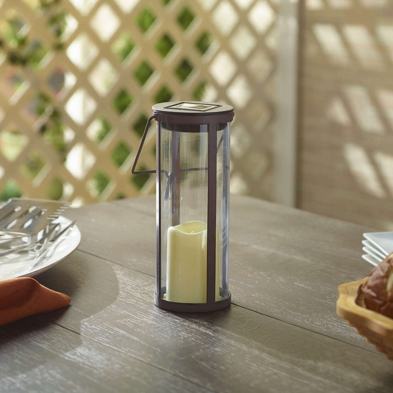 Smart Living 45 in. Solar Power Metal Provence Bird Hanging Lantern Bronze