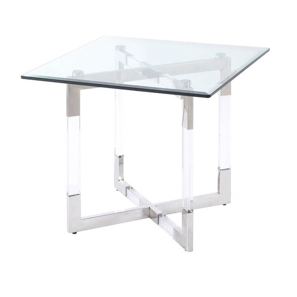 Somette Clear Glass and Acrylic Lamp Table - Lamp Table