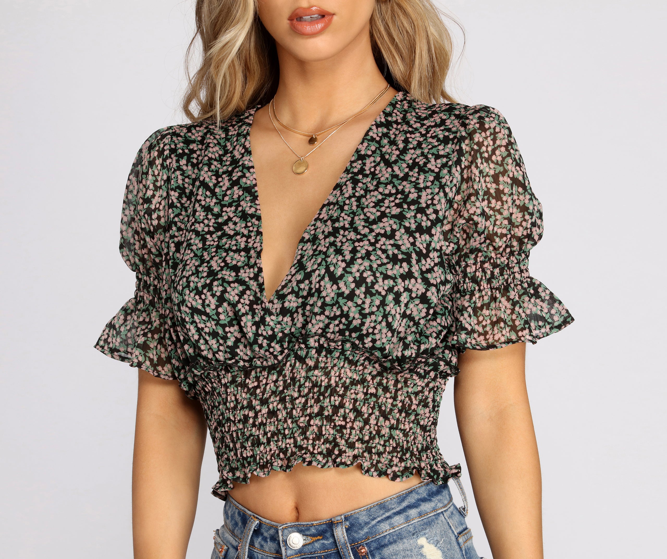 Darling Ditzy Floral Smocked Top