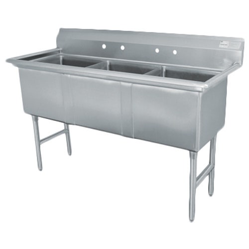 Advance Tabco FC-3-2424-X Fabricated NSF Sink， 3-Compartment， No Drainboards