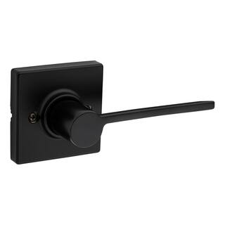 Kwikset Ladera Matte Black Contemporary Square Passage HallCloset Door Lever 200LRLSQT514